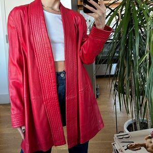 Vintage Dana Brooke Red Lamb Leather Jacket, Size 4